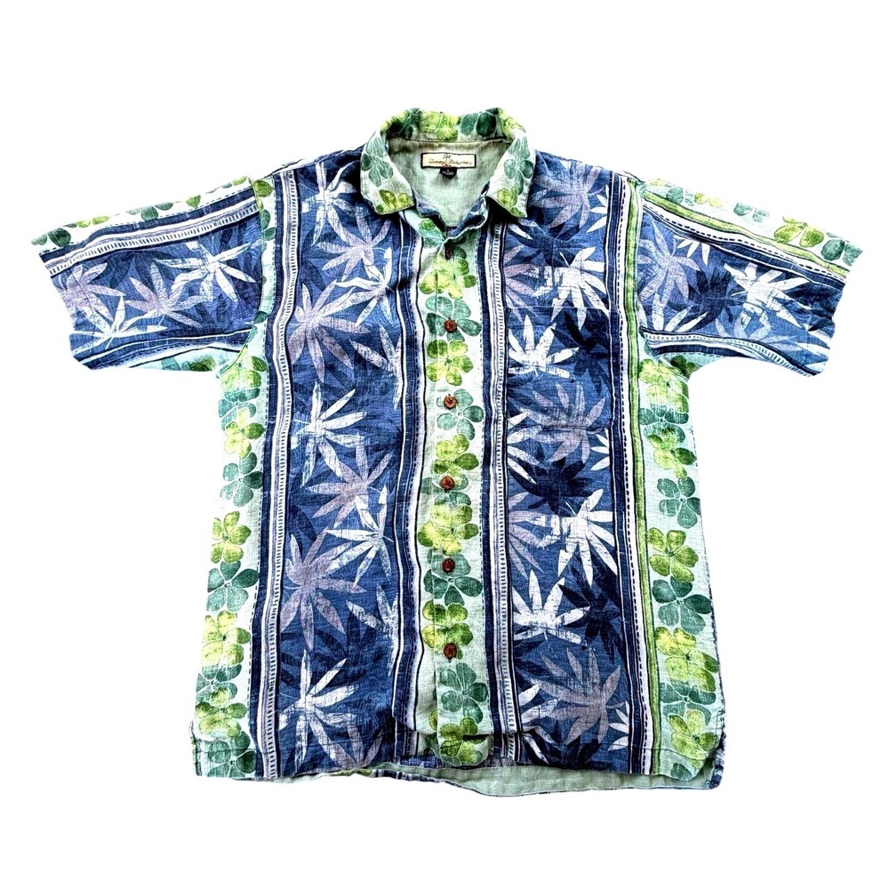 Tommy Bahama 100% Linen Hawaiian Shirt S Tropical Button Front